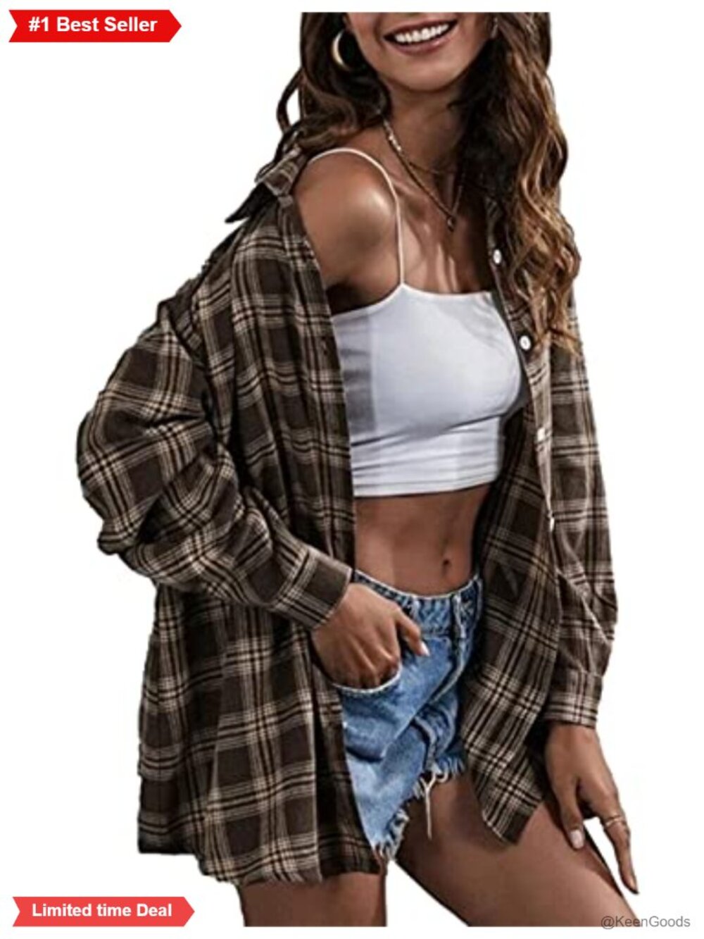 Women's Oversized Plaid Flannel Button Down Shirt Long Sleeve
